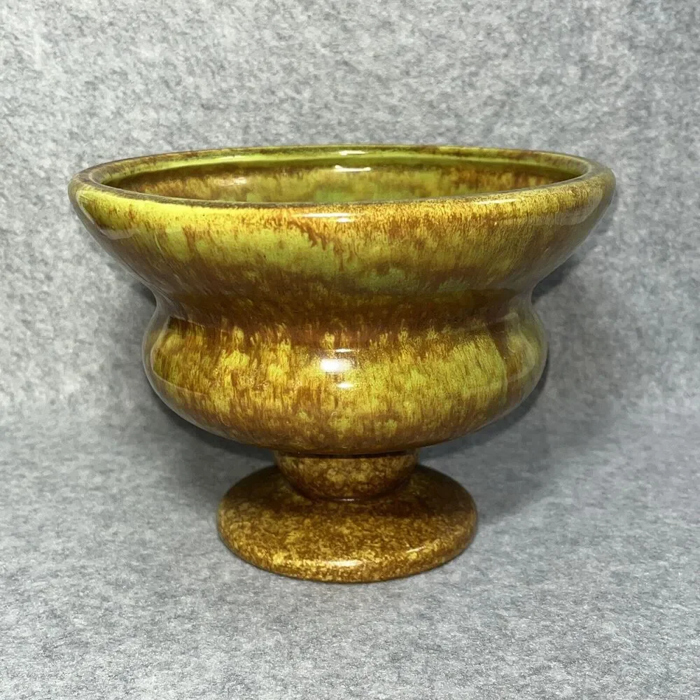 Haeger Pottery Planter Vase MCM‎ Green Brown Sputnik Speckled Glaze Stamped USA
